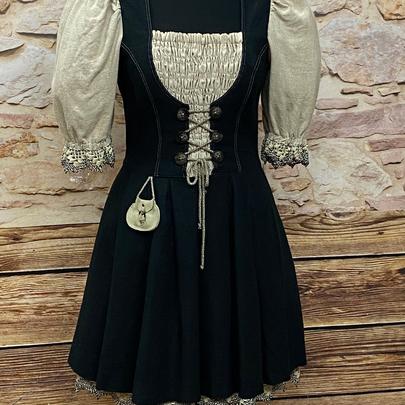 Meico Landhaus Look schwarz/beige fesches Landhauskleid Dirndl Gr.34 