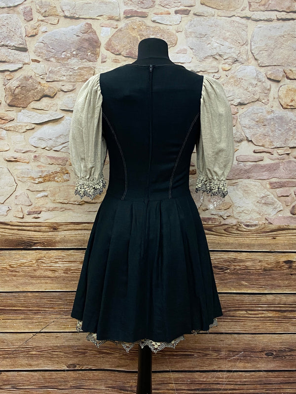 Meico Landhaus Look schwarz/beige fesches Landhauskleid Dirndl Gr.34