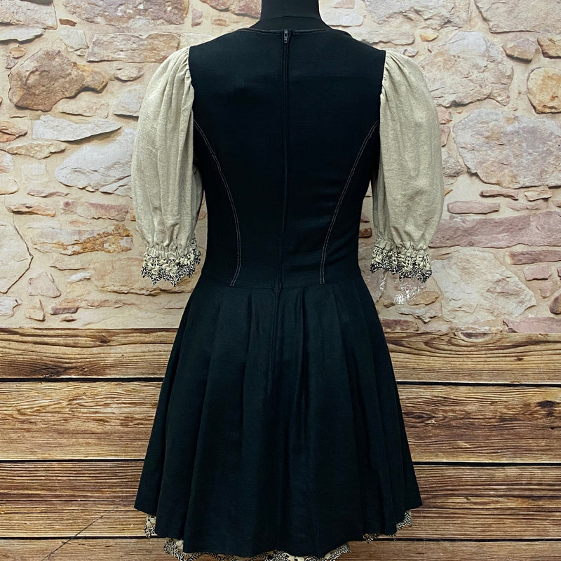 Meico Landhaus Look schwarz/beige fesches Landhauskleid Dirndl Gr.34