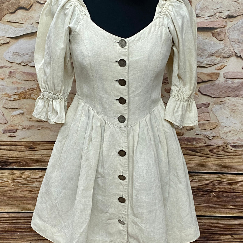 Vintage Landhaus Trachtenkleid einfarbig natur Distler Gr.36