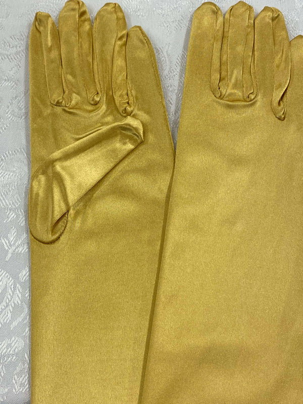 „Schimmernde goldgelbe Damenhandschuhe One Size für Gatsby, Bühne und Charleston“