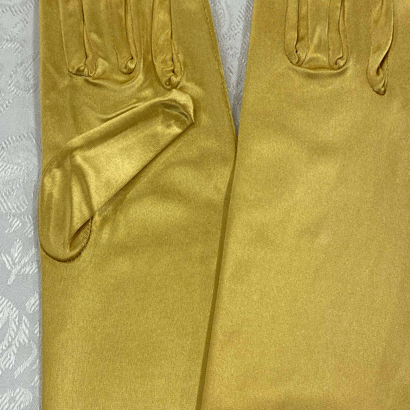 „Schimmernde goldgelbe Damenhandschuhe One Size für Gatsby, Bühne und Charleston“