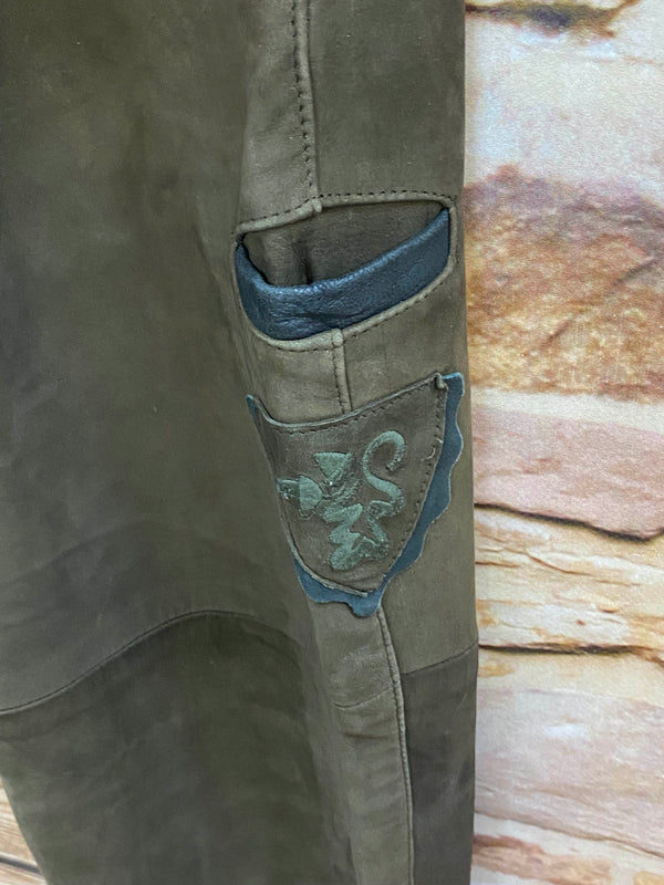 Lange Lederhose Damen Gr. 46 – grüne Canda Lederhose aus Echtleder, Ansicht 3