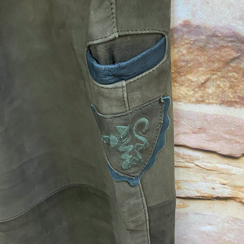 Lange Lederhose Damen Gr. 46 – grüne Canda Lederhose aus Echtleder, Ansicht 3