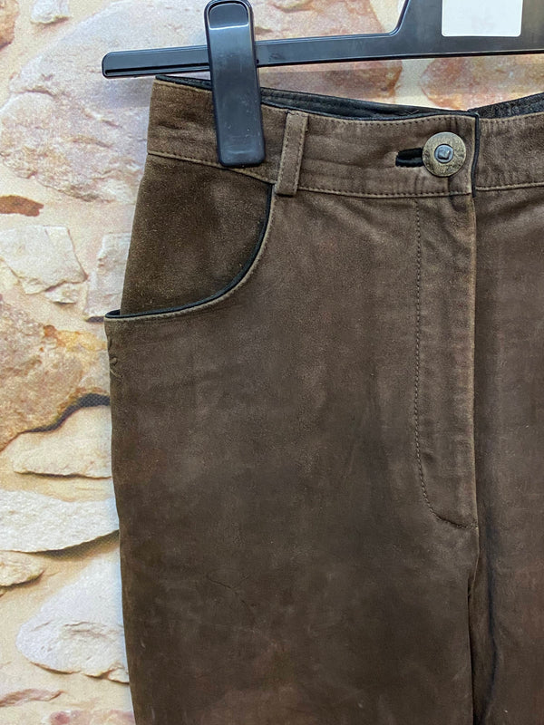 Lange Lederhose Damen Gr. 36 – braune Tofana Lederhose aus Echtleder, Ansicht 3