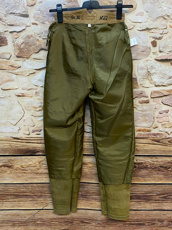 Lange Lederhose Damen Gr. 36 – olivgrüne Trachtenlederhose aus Echtleder, Ansicht 5