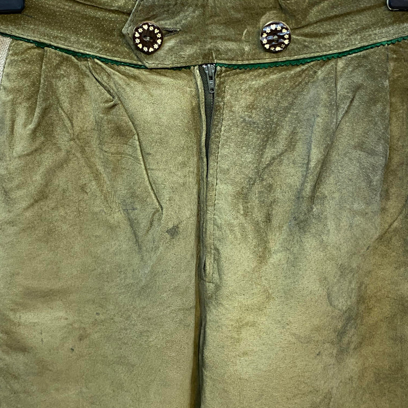Lange Lederhose Damen Gr. 38 – olivgrüne Trachtenlederhose aus Echtleder, Ansicht 5