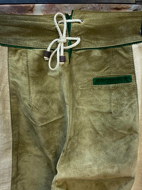 Lange Lederhose Damen Gr. 38 – olivgrüne Trachtenlederhose aus Echtleder, Ansicht 6