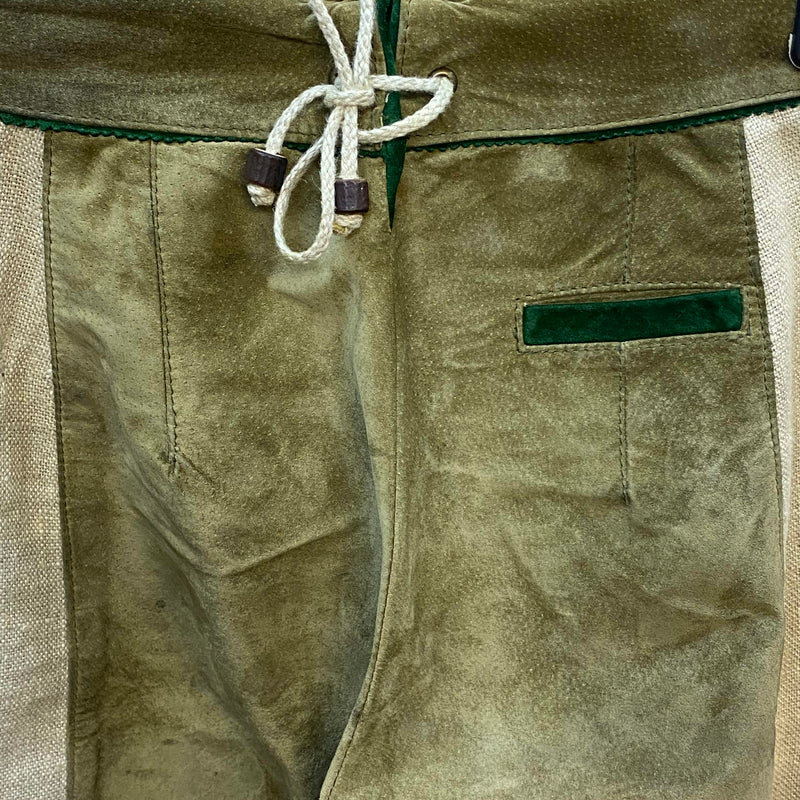 Lange Lederhose Damen Gr. 38 – olivgrüne Trachtenlederhose aus Echtleder, Ansicht 6