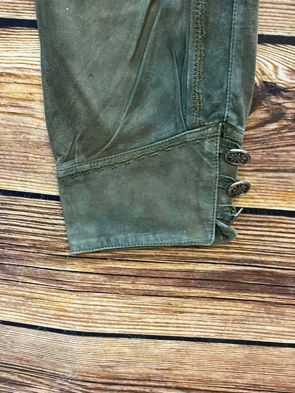 Meindl Damen Lederhose Gr. 36 – lange Trachtenlederhose in Olivgrün aus Leder, Ansicht 4