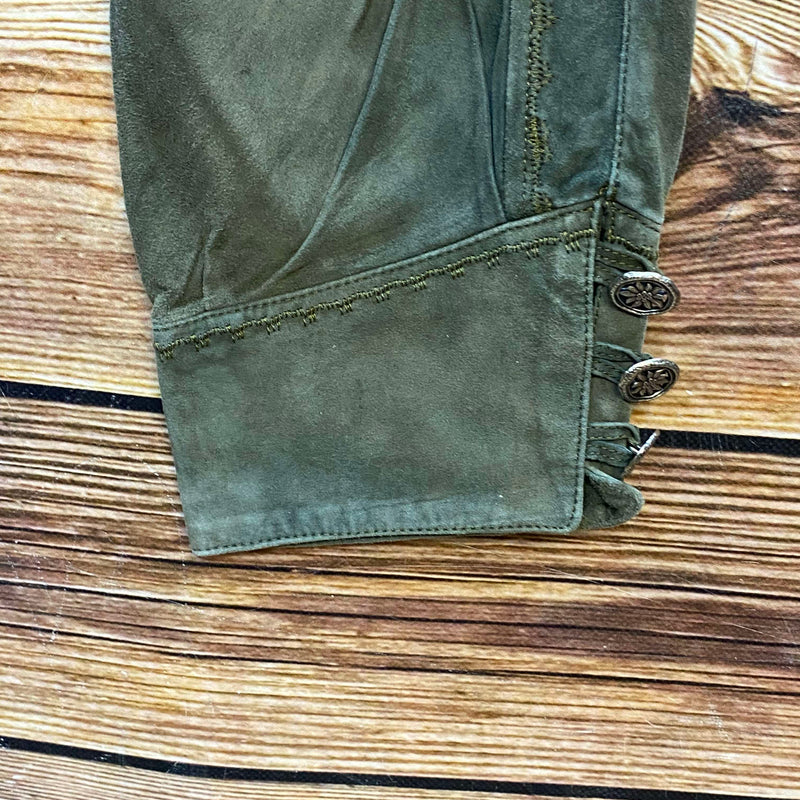 Meindl Damen Lederhose Gr. 36 – lange Trachtenlederhose in Olivgrün aus Leder, Ansicht 4