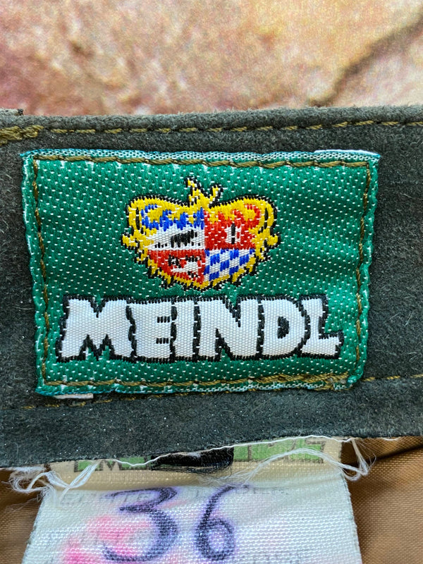 Meindl Damen Lederhose Gr. 36 – lange Trachtenlederhose in Olivgrün aus Leder, Ansicht 7