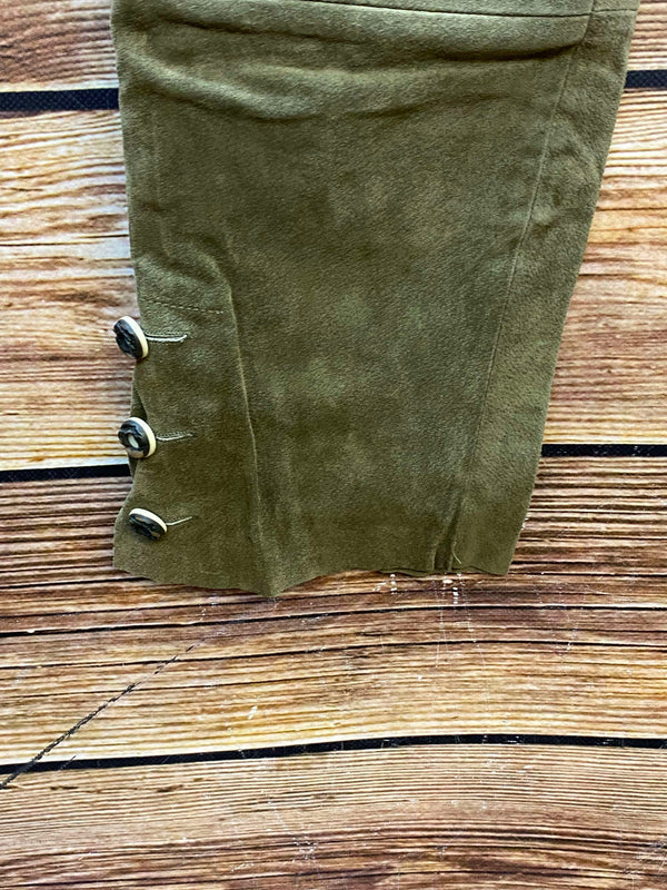 Damen Lederhose Gr. 36 – lange olivgrüne Trachtenlederhose aus Leder