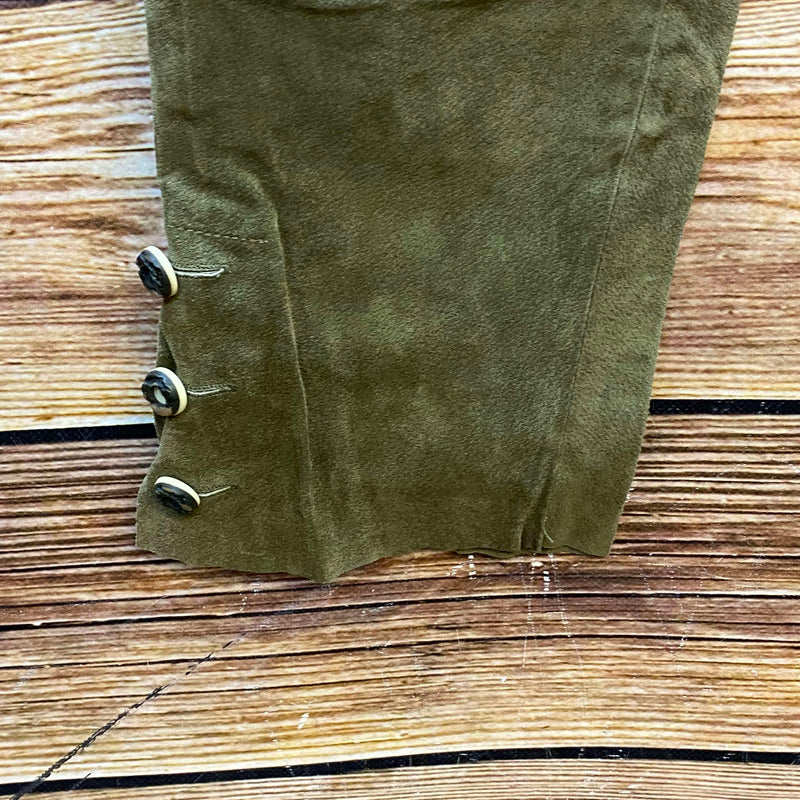 Damen Lederhose Gr. 36 – lange olivgrüne Trachtenlederhose aus Leder