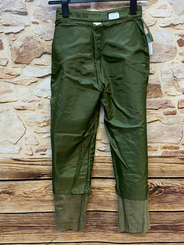 Damen Lederhose Gr. 36 – lange olivgrüne Trachtenlederhose aus Leder