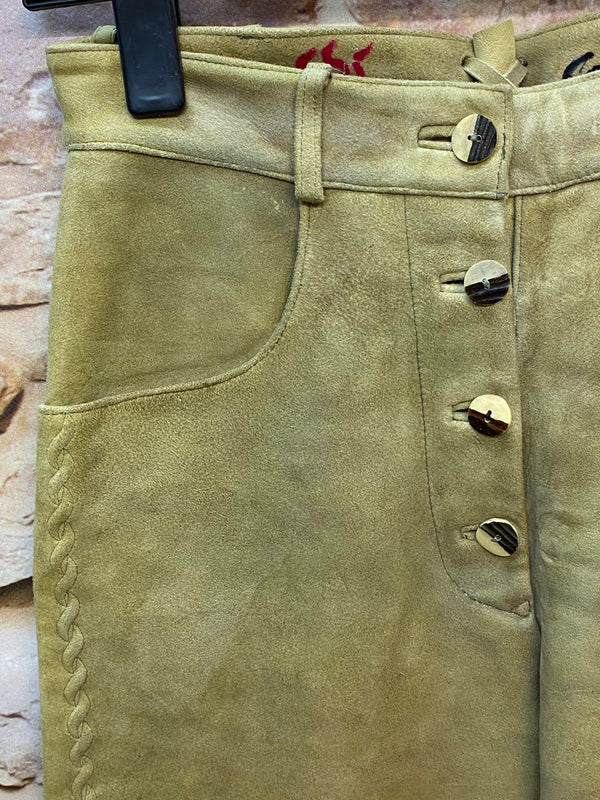 Damen Lederhose Gr. 40 – lange helle Trachtenlederhose aus 100% Leder, Ansicht 3