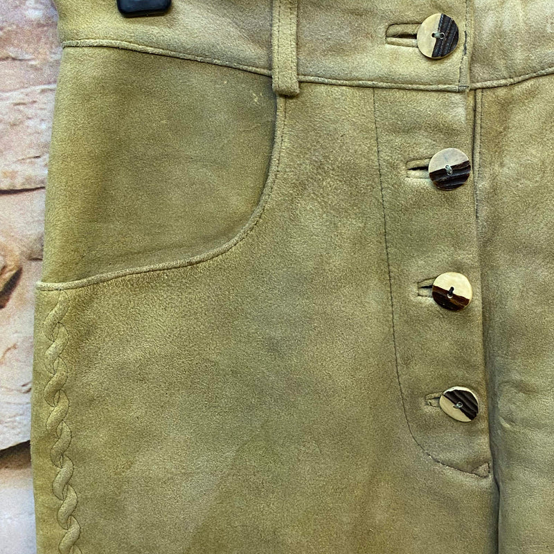 Damen Lederhose Gr. 40 – lange helle Trachtenlederhose aus 100% Leder, Ansicht 3