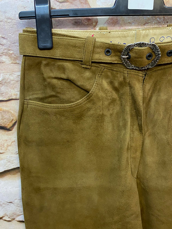 Vintage Damen Lederhose Gr. 40 – Karl Kübler Leder-Trachten in Olivbraun, Ansicht 3