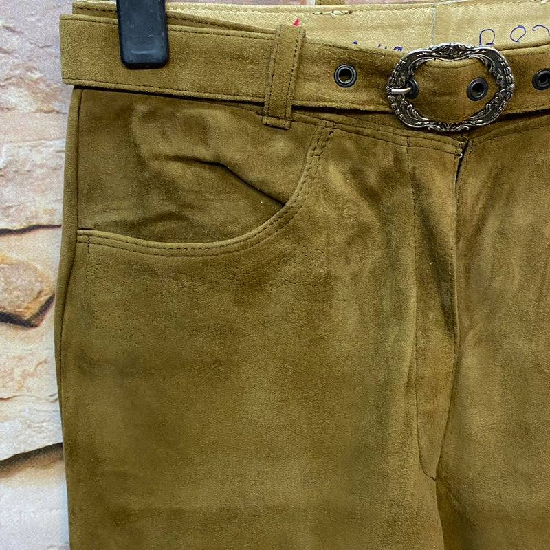 Vintage Damen Lederhose Gr. 40 – Karl Kübler Leder-Trachten in Olivbraun, Ansicht 3