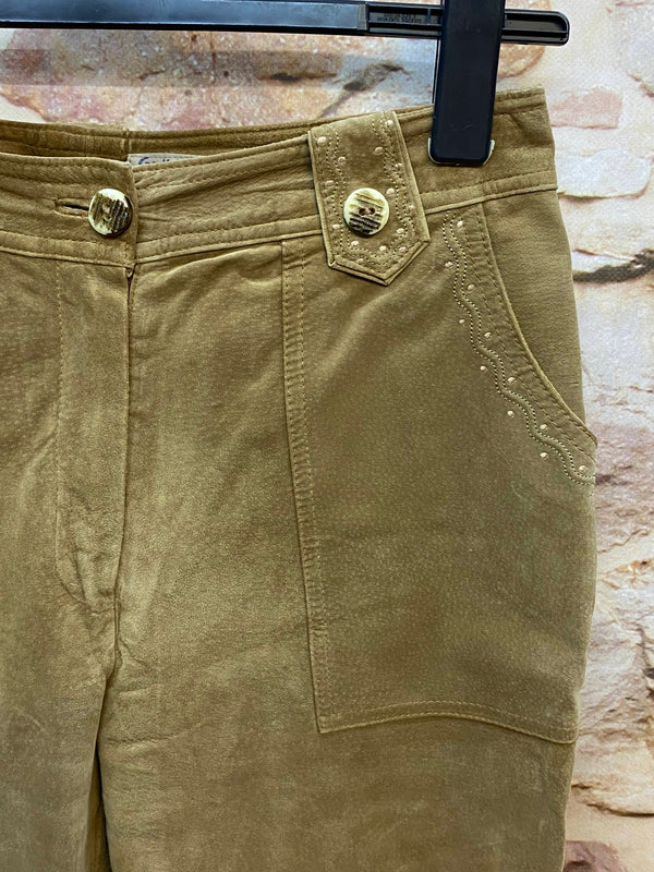 Vintage Damen Lederhose Gr. 40 – lange Trachtenhose aus echtem Leder, Ansicht 3