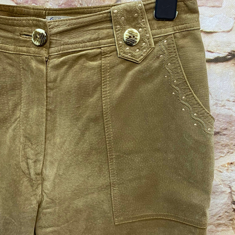 Vintage Damen Lederhose Gr. 40 – lange Trachtenhose aus echtem Leder, Ansicht 3