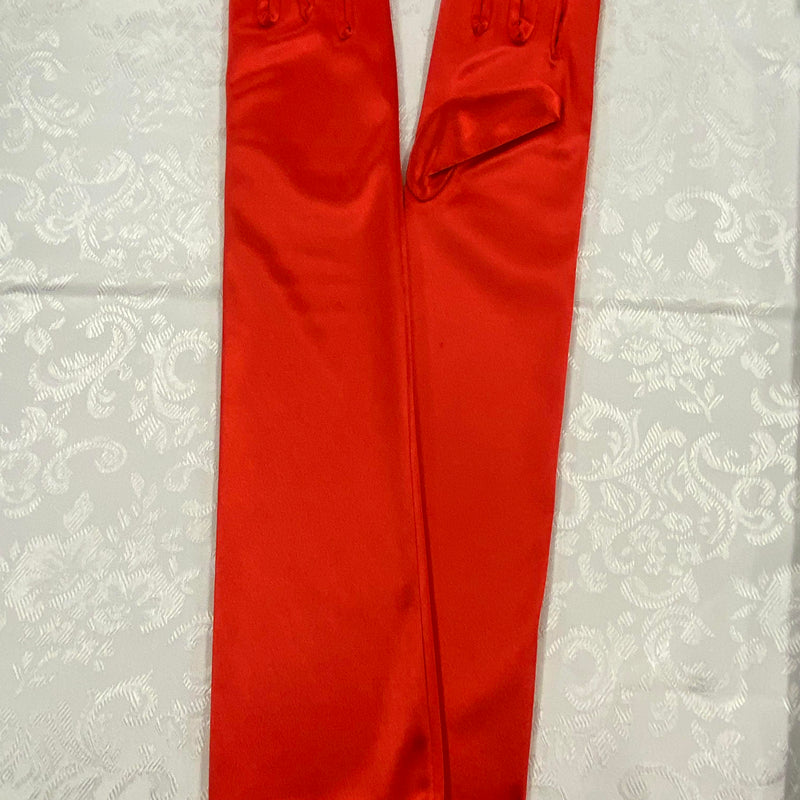 „Rote lange Charleston Handschuhe im Satin-Look für 20er-Jahre-Outfits und Gatsby-Partys“