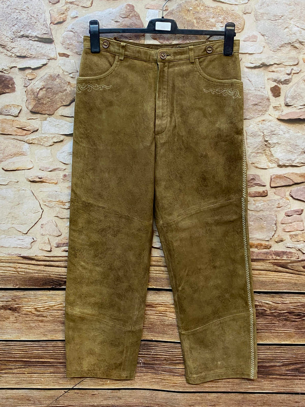 Lange Trachten Lederhose Gr. 26 aus echtem Leder in Braun