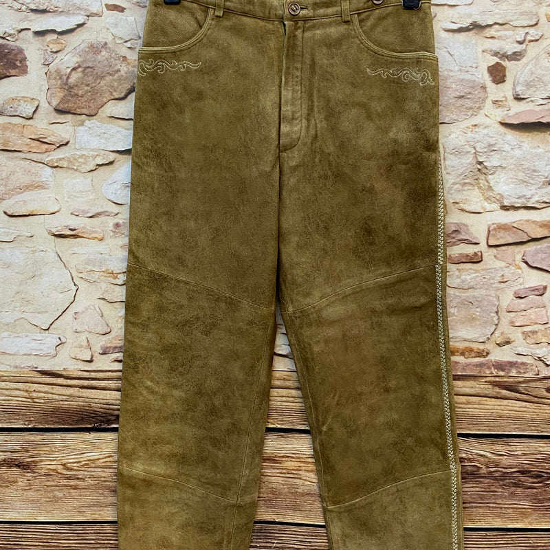 Lange Trachten Lederhose Gr. 26 aus echtem Leder in Braun