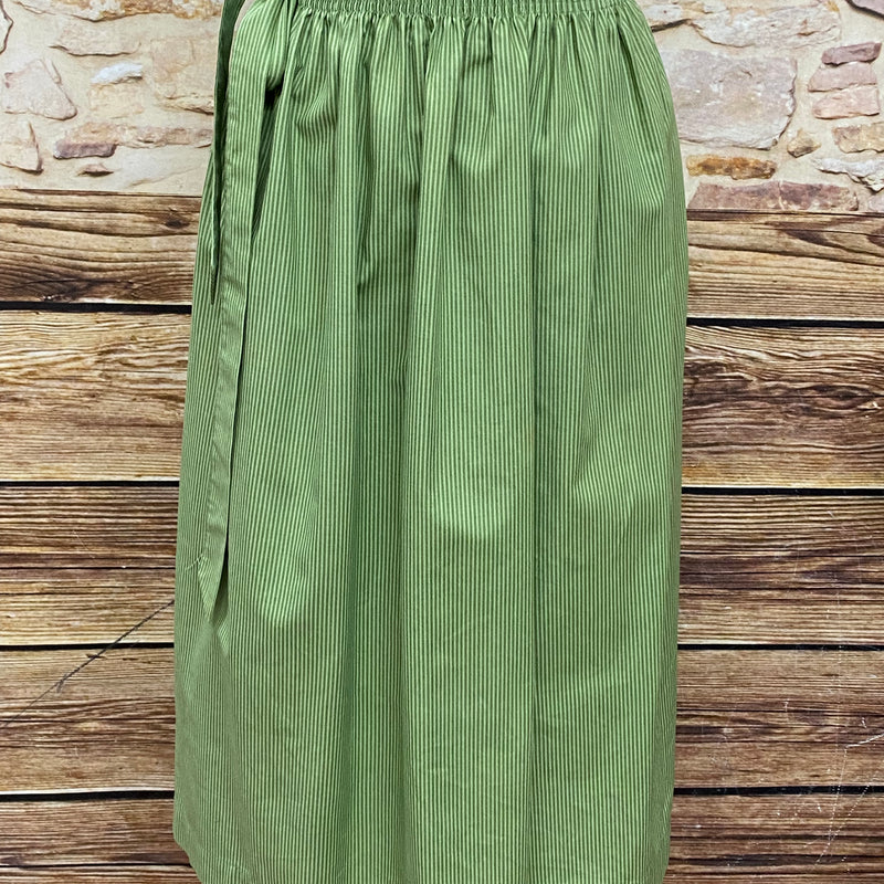 Mittellange Vintage Dirndl-Schürze für Trachtenkleid in grün gemustert 76 cm