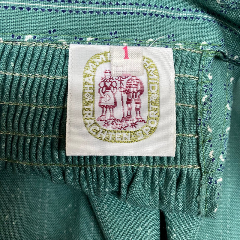 Vintage Dirndl-Schürze für Trachtenkleid in grün gemustert 74 cm