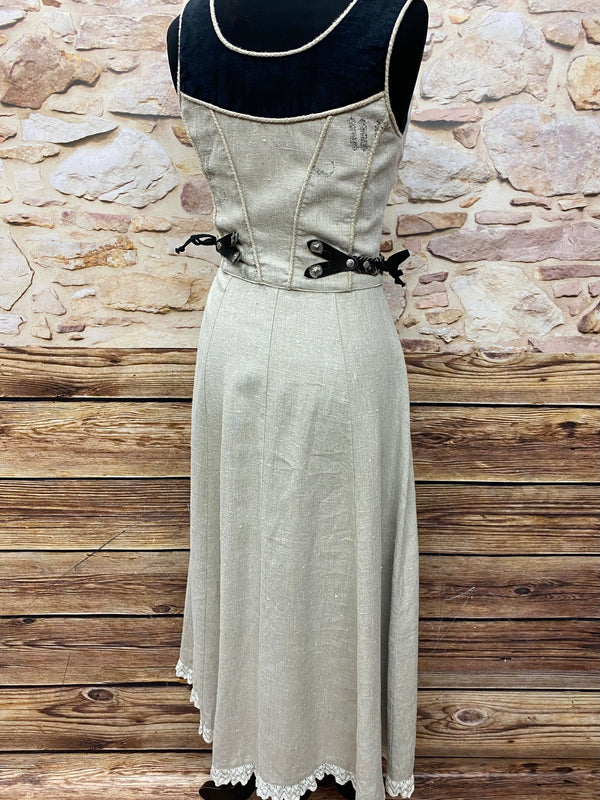 Landhauskleid Landhaus Kleid lang Gr.34. schwarz/natur