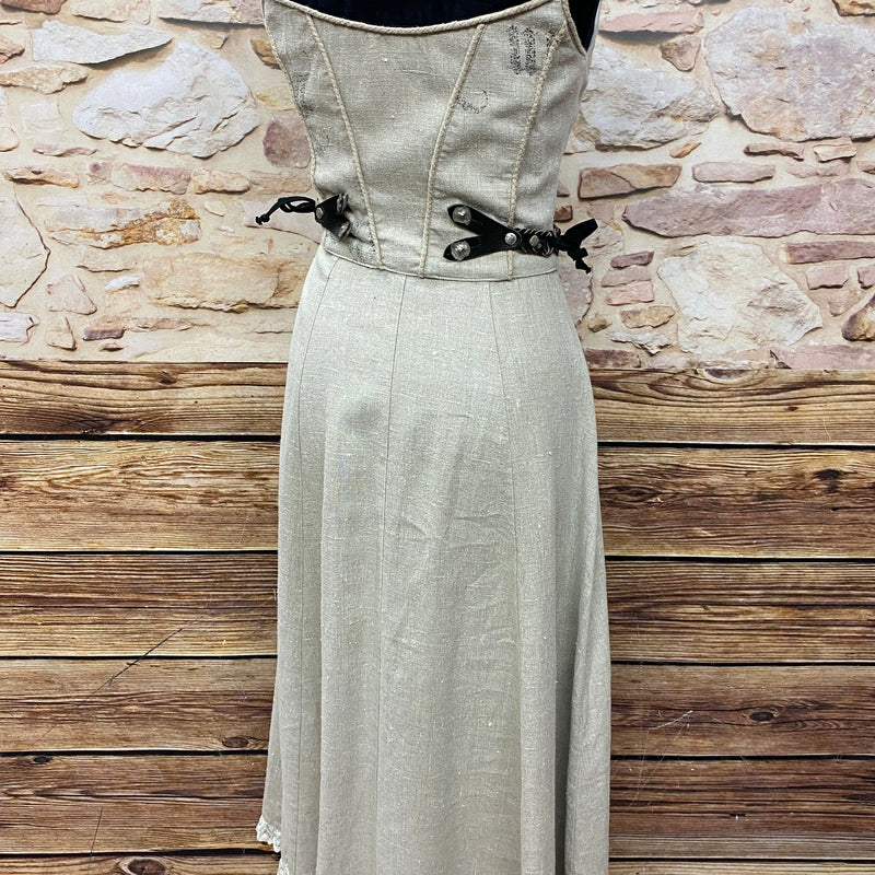 Landhauskleid Landhaus Kleid lang Gr.34. schwarz/natur