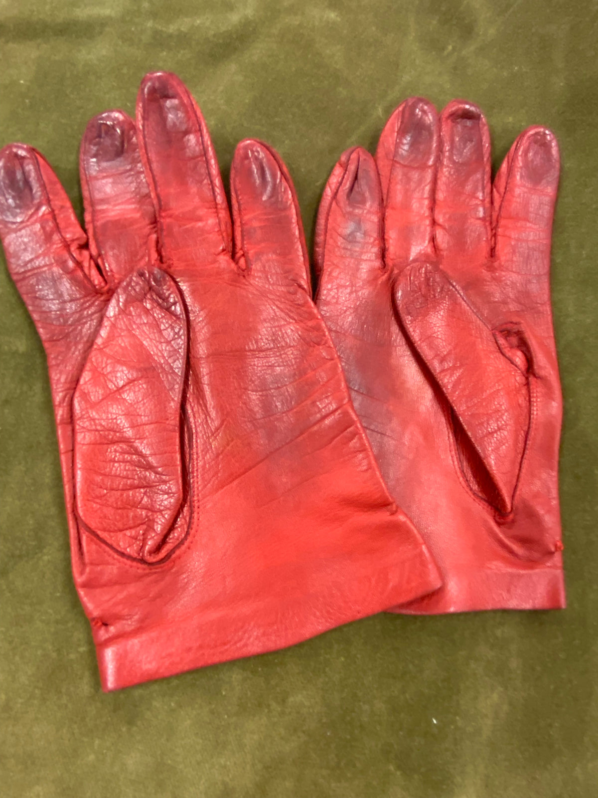 Gants en cuir véritable taille L en rouge