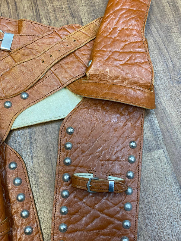 Vintage Leder-Gürtelholster mit Nieten – 70er Jahre Western Biker Style, Ansicht 2