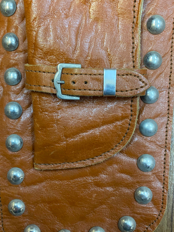 Vintage Leder-Gürtelholster mit Nieten – 70er Jahre Western Biker Style, Ansicht 4