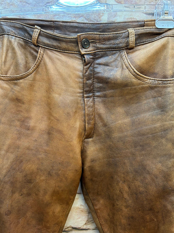 Vintage Biker-Lederhose – Bundweite 89 cm | Länge 110 cm