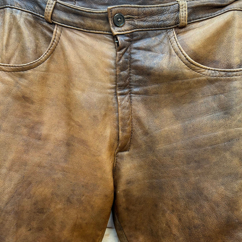 Vintage Biker-Lederhose – Bundweite 89 cm | Länge 110 cm
