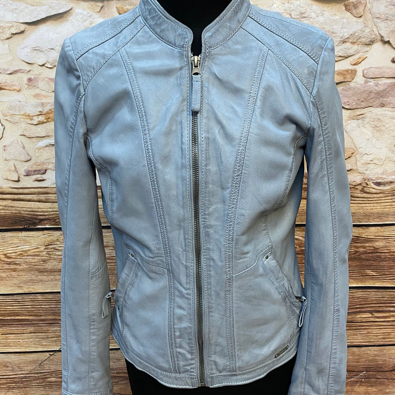 Graue Lederjacke Marke Mustang, Lammleder Gr.S