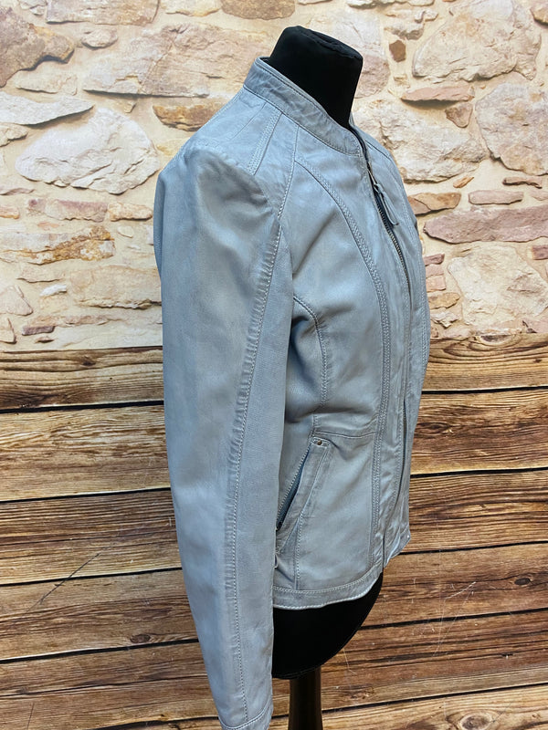 Graue Lederjacke Marke Mustang, Lammleder Gr.S Damen Echtleder