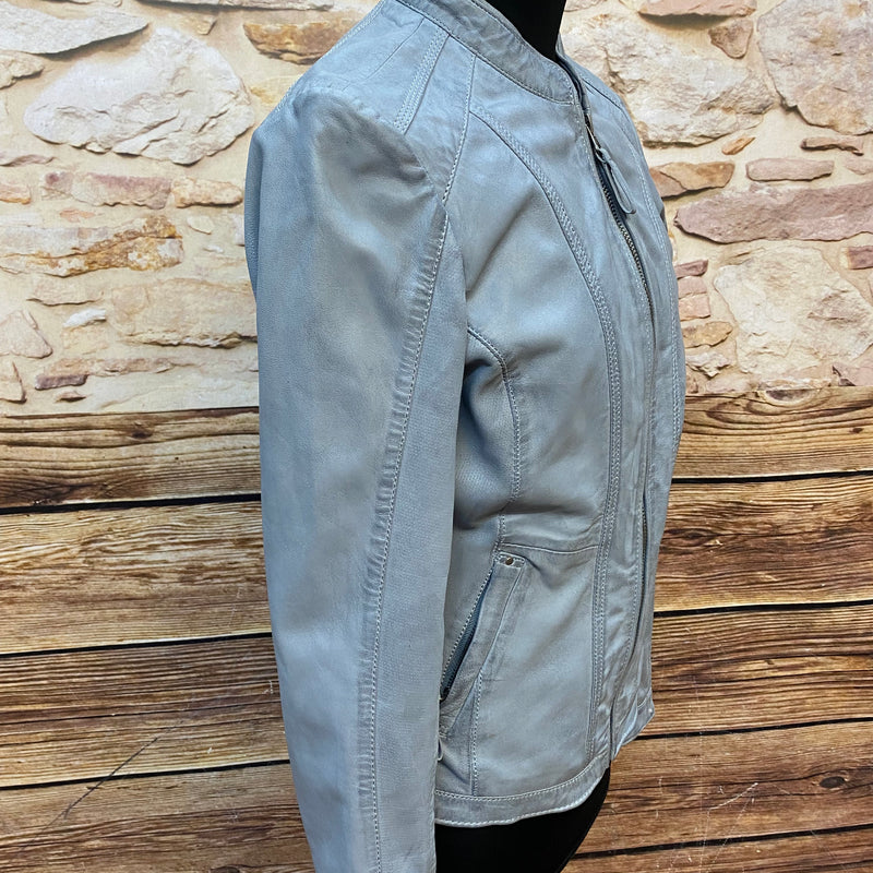 Graue Lederjacke Marke Mustang, Lammleder Gr.S Damen Echtleder