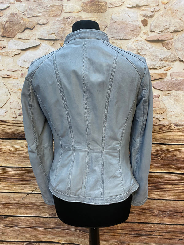 Graue Lederjacke Marke Mustang, Lammleder Gr.S Damen Echtleder