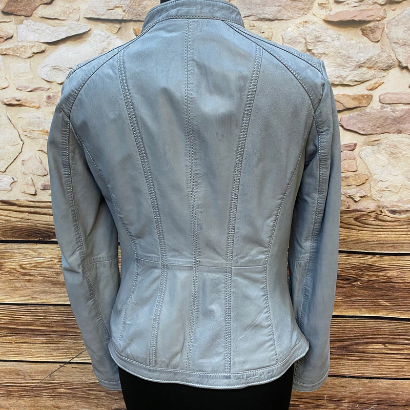 Graue Lederjacke Marke Mustang, Lammleder Gr.S Damen Echtleder