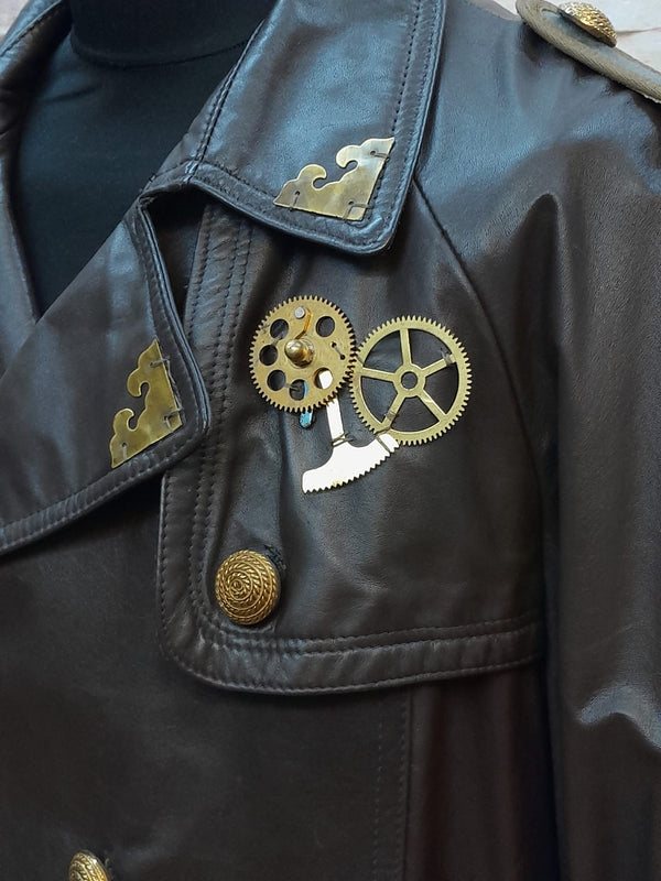 Steampunk-Ledermantel Herren Gr. 28 – Einzigartiges Vintage-Unikat