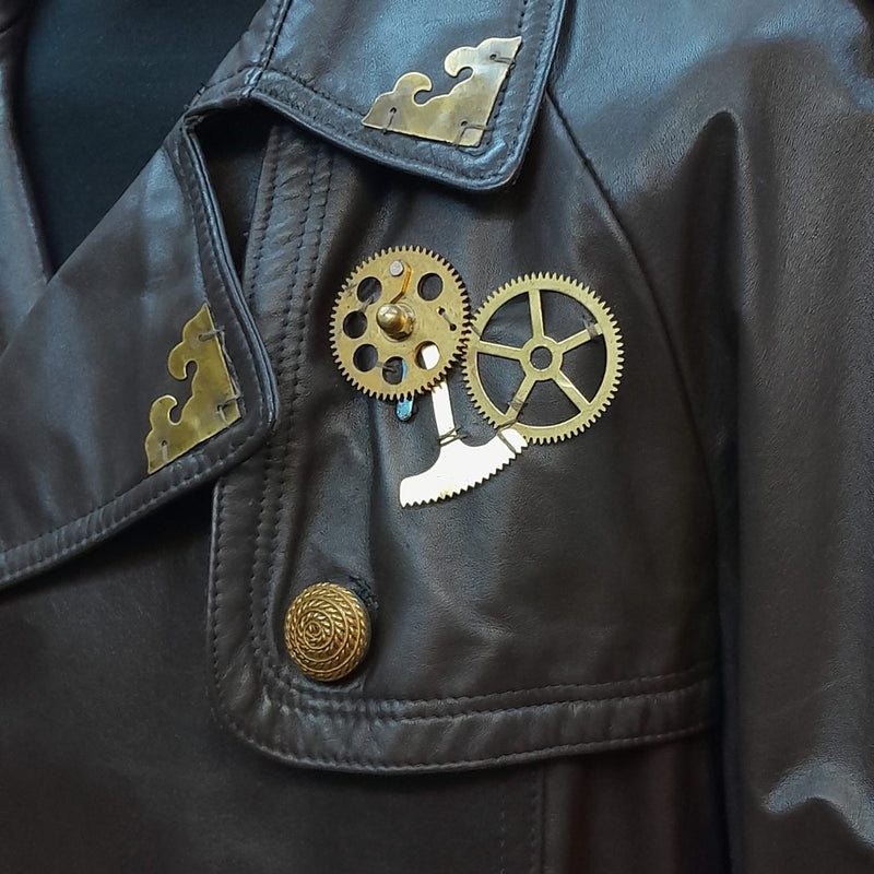 Steampunk-Ledermantel Herren Gr. 28 – Einzigartiges Vintage-Unikat