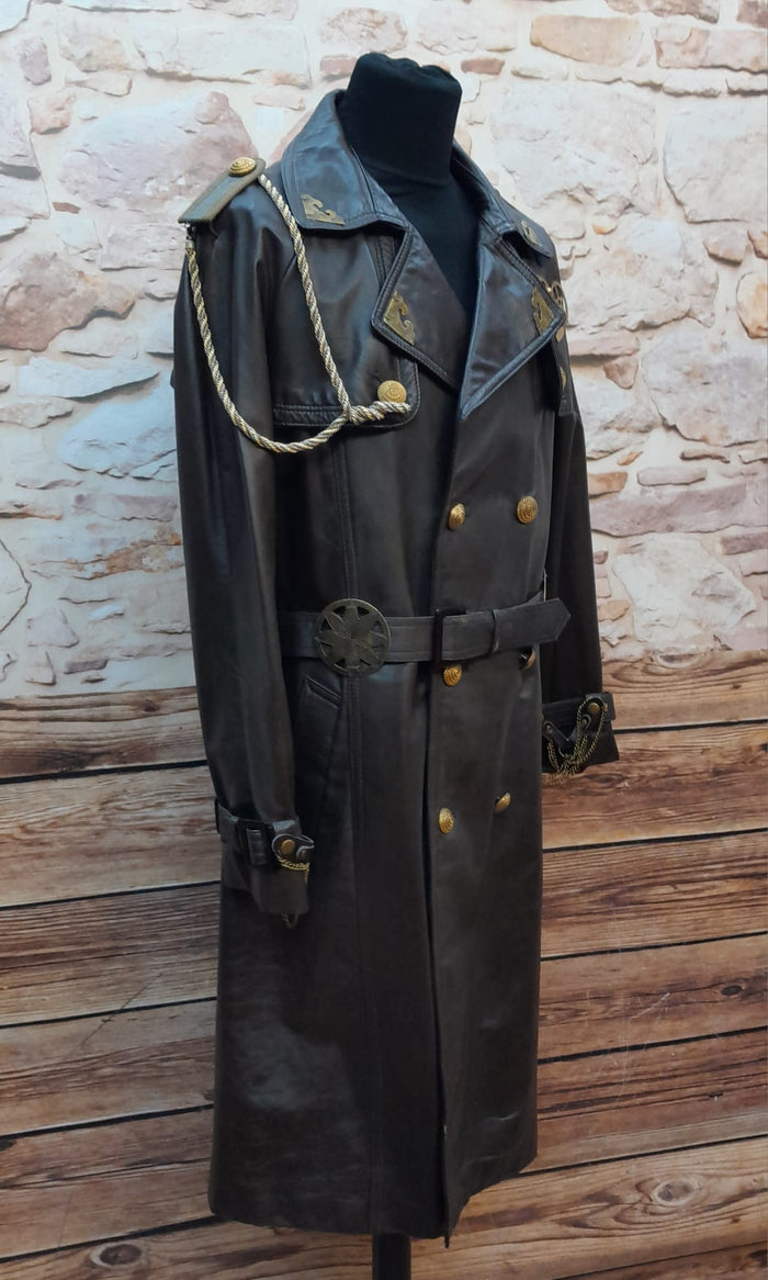 Manteau en cuir Steampunk unique taille 28 fini main 