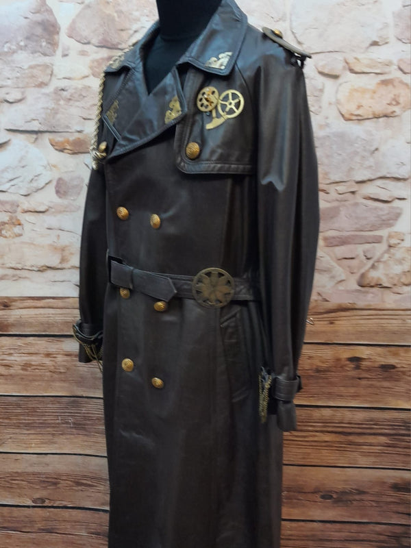 Steampunk-Ledermantel Herren Gr. 28 – Einzigartiges Vintage-Unikat