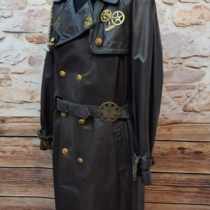 Steampunk-Ledermantel Herren Gr. 28 – Einzigartiges Vintage-Unikat