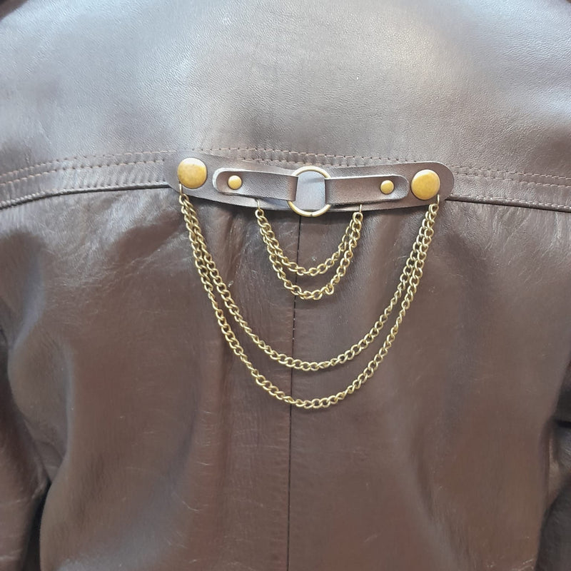 Handveredelter Steampunk Ledermantel in braun, Unikat, Gr.52