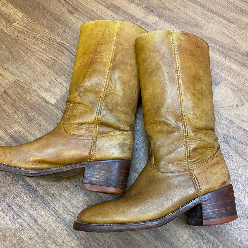 Vintage Lederstiefel in Braun für Herren Gr.43