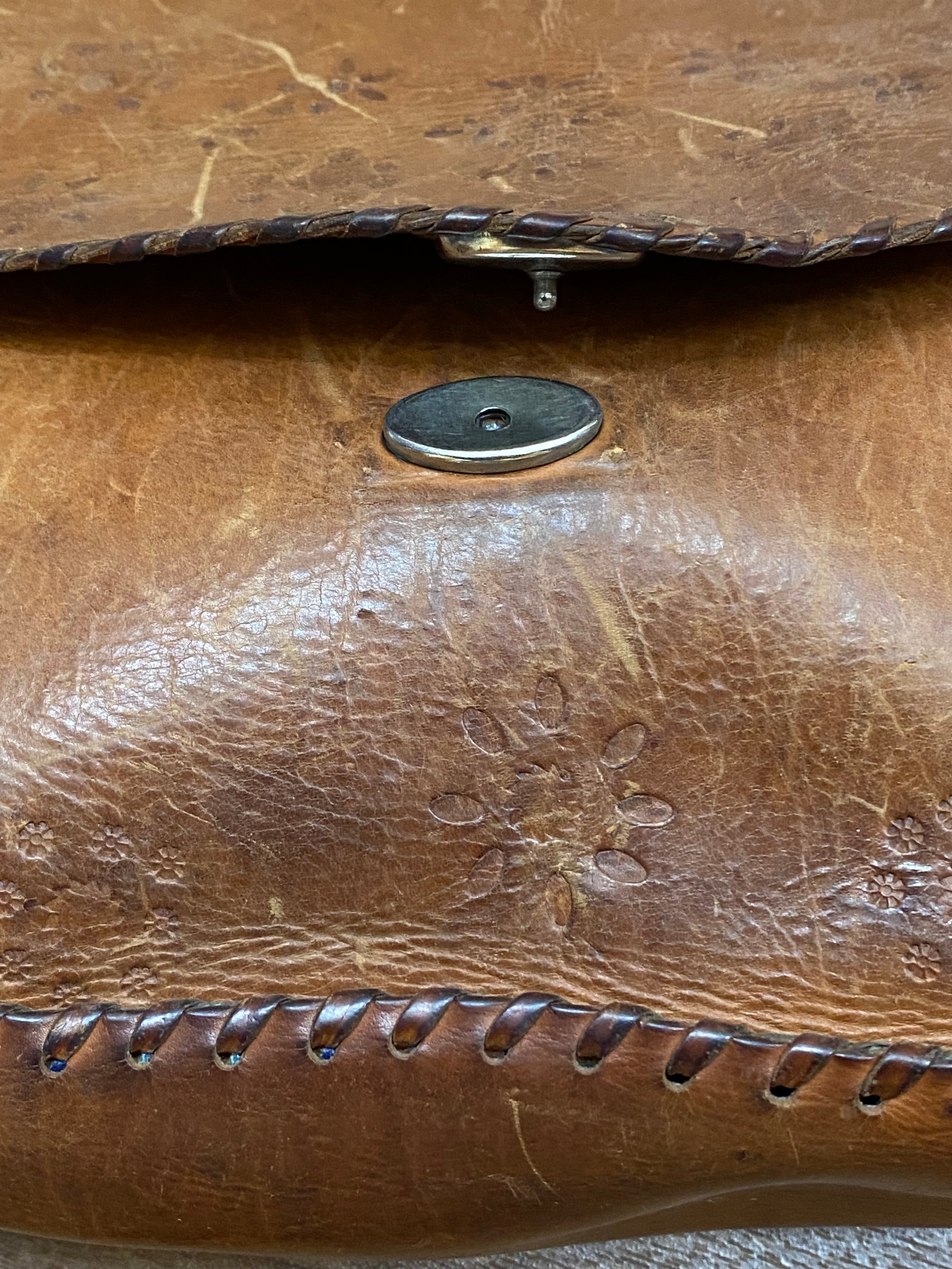 Boho Leder Handtasche Vintage Umhängetasche Damentasche Braun Ledertasche